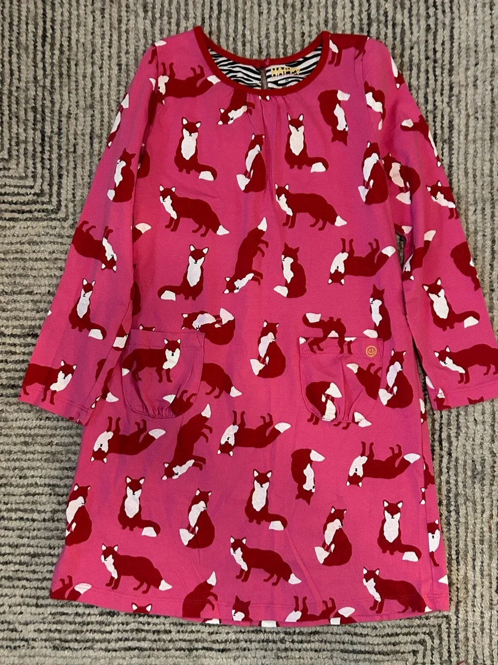 HAPPY by Pink Chicken Girls Graphic Dress Longsleeve Fox Print Size 7